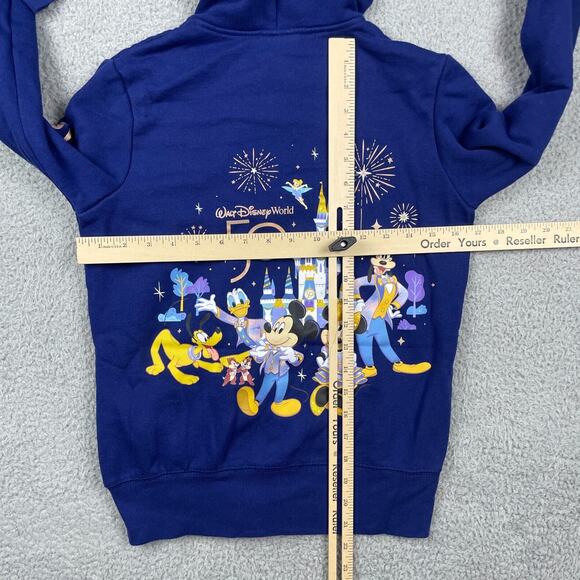 Disney World Hoodie Extra Small Blue 50th Anniversary Full Zip Hooded Sweatshirt - Picture 7 of 12